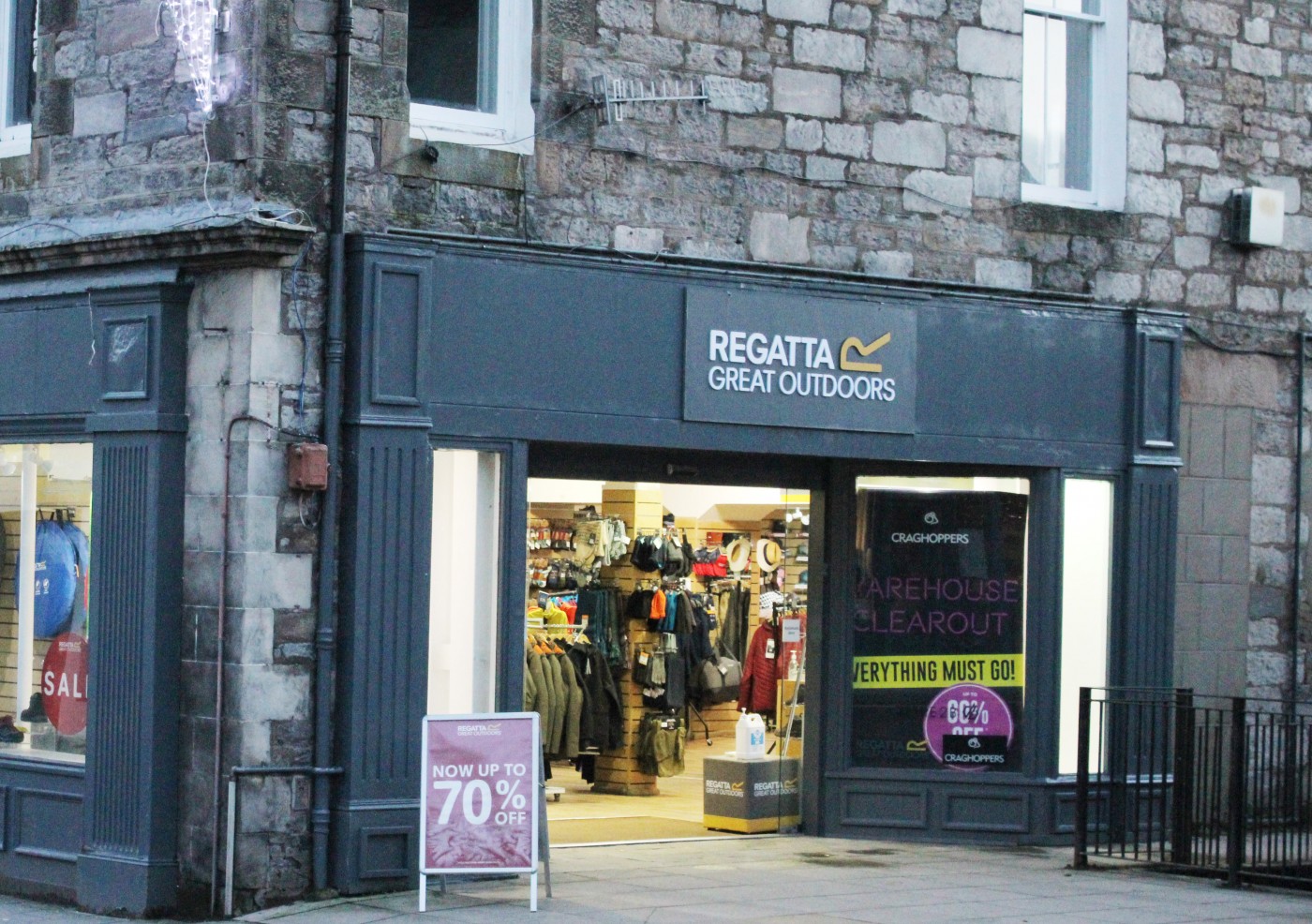 Regatta Great Outdoors clothing shop in Pitlochry town centre